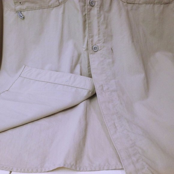 Vintage 90s Columbia PFG Shirt OmniShade Mens-XXL Pockets SSL Tactel Nylon Beige - Picture 9 of 12